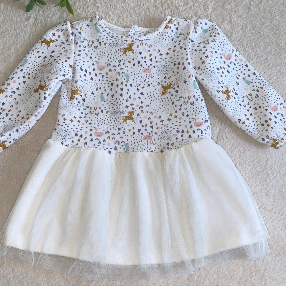 Carter’s Unicorn Rainbows Tulle Dress 18M Just One You EUC